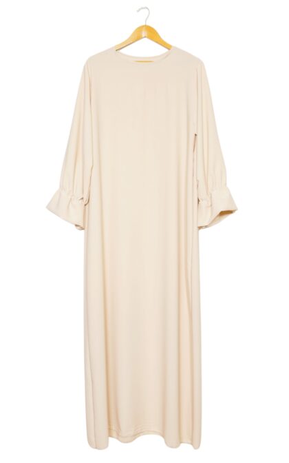 Abaya med tulipan manchetter - beige