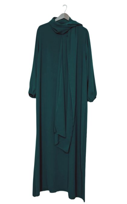 Jazz abaya med integreret sjal - andegrøn