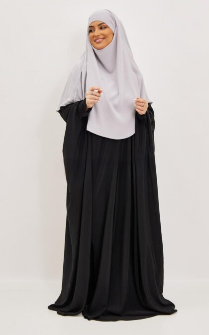 Mellemlang jazz khimar - lysegrå