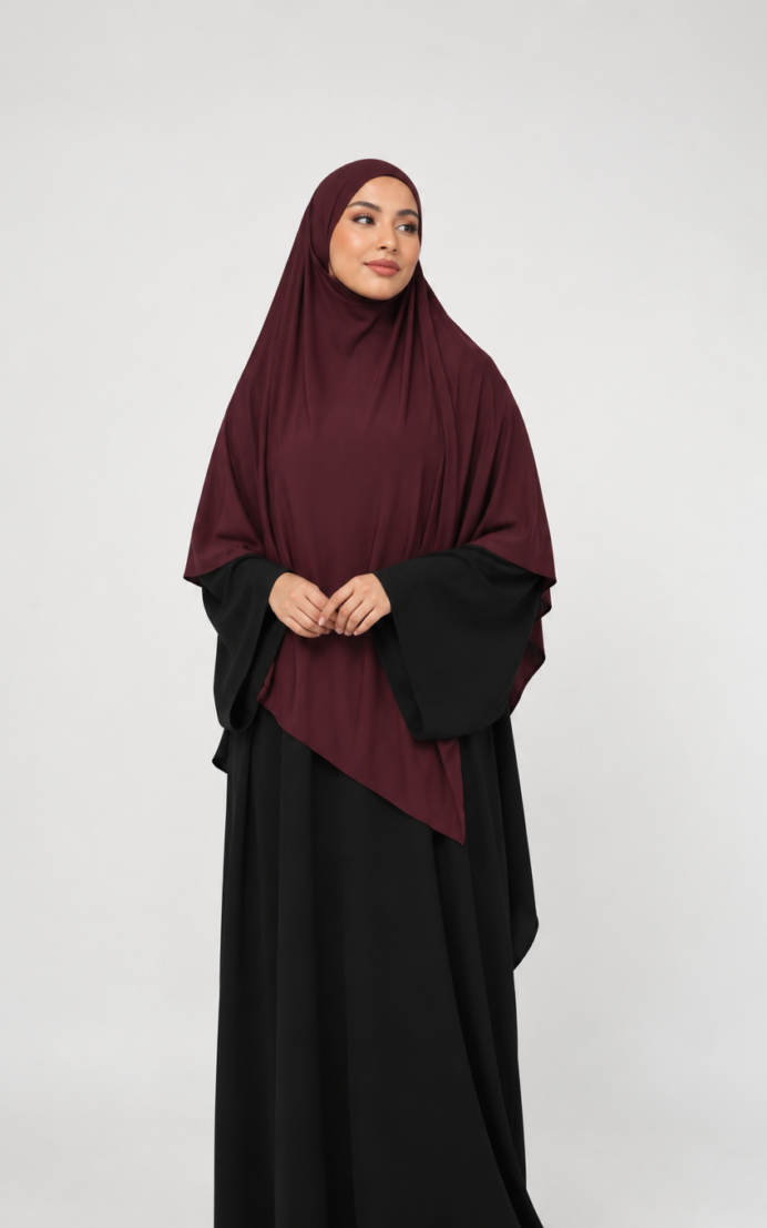 Bamboo khimar - mørk lilla
