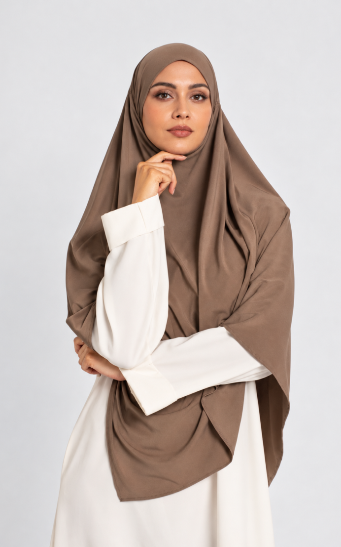Premium jersey khimar - støvet taupe